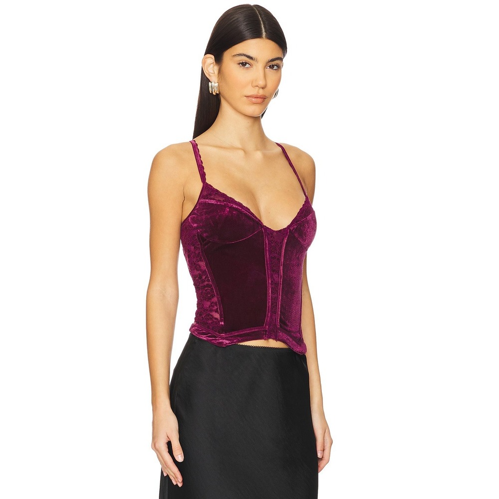 Free People About Last Night Corset Lace‎ Trim Sleeveless Top Red Size M NWT - Picture 2 of 5